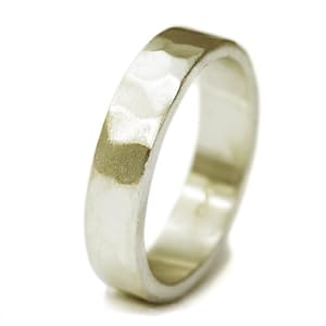 【クリックで詳細表示】【SSJ】シンプル槌目シルバーリング マット仕上 SILVER950 日本サイズ21号 幅4.8mm 日本製 K-007-21