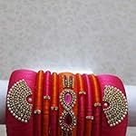 Pink n orange silk Bangle Set Of 9 2:6 size