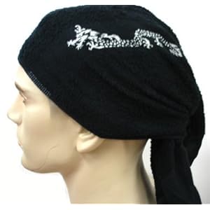 【クリックで詳細表示】富士紡謹製・頭巻きタオル・龍柄入り！ (34x90cm) (黒X赤)