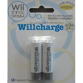 Wii�p ���̑��[�d���d�r�wWillcharge (�E�B���`���[�W) �x�P�O�^�[�d�r2�{�p�b�N