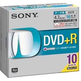Sony DVD+R 4.7GB �f�[�^�p 16�{���Ή� �z���C�g�v�����^�u�� 10���p�b�N 10DPR47HPSH