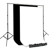  PBLPhotography Backdrops Muslin 9'x15' Black White Support System Carry Bag by PBL
