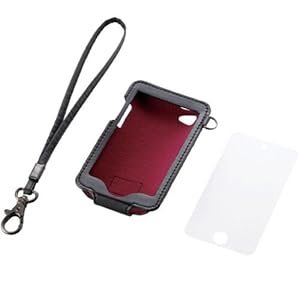 ELECOM 2010年発売 iPod touch  レザーケース(液晶保護フィルム、ハンドストラップ付き) ブラック AVA-T10LCBK
