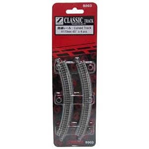 【クリックで詳細表示】Zゲージ R003 曲線レール R170mm 45°