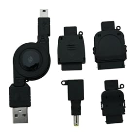 PLANEX MiniUSB/Dock/FOMA/SoftBank/CDMA(au)/PSP�p����莮�[�d�P�[�u�� �u���b�N BN-MUS4CB