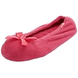 Isotoner Double Bow Terry Ballet Slippers Outdoor Sole