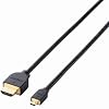 ELECOM 3�d�V�[���h �C�[�T�l�b�g�Ή��n�C�X�s�[�hHDMI-Micro�P�[�u��(A-D) 1.5m DH-HD14EU15BK