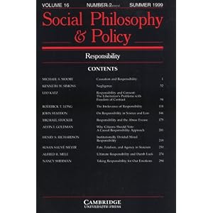 【クリックで詳細表示】Responsibility： Volume 16， Part 2 (Social Philosophy and Policy) [ペーパーバック]