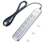 ELECOM 独立スイッチ付防火タップ 2P6口 2.5m シルバー T-F5625SV