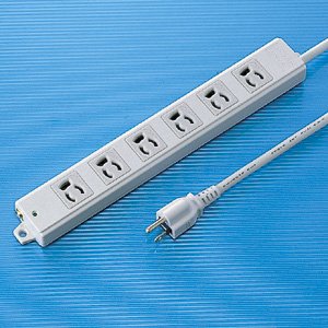 【クリックでお店のこの商品のページへ】SANWA SUPPLY 3P・6個口・3Pプラグ5mエココード・抜け止め・マグネット付き簡易包装の(工事物件)電源タップ TAP-KE6-5