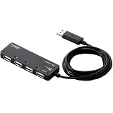 ELECOM USB�n�u USB2.0�Ή� AC�A�_�v�^�t �Z���t�E�o�X�p���[���Ή� 4�|�[�g �u���b�N U2H-EG4SBK�G���R���ɂ��