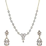 Sapphire Art American Diamond Gold & Rhodium Plated Necklace Set for Girls & Women