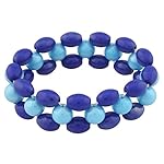 Sapphire Art Luster Glass Beads Round & Oval Light Blue ,Yellow Stretchable Unisex Bracelett