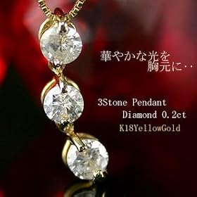 K18YG 0.2ct�_�C�������h�X���[�X�g�[���l�b�N���X