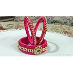 Pink Silk Thread Fashion Bangles (Set of 3)