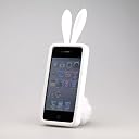 ふさふさ尻尾が可愛いうさぎ！！ iPhone4 rabito ラビットラバーケース (ホワイト)