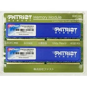 Patriot ������DDR2-800(PC2-6400)�����Ή�DRAM�`�b�v���� 4GB(2GB2���g) �f���A���`�����l���p�b�P�[�W PSD24G800KH