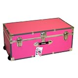  Locking Footlocker Trunk with Wheels - 30 in Pink by Mercury Luggage