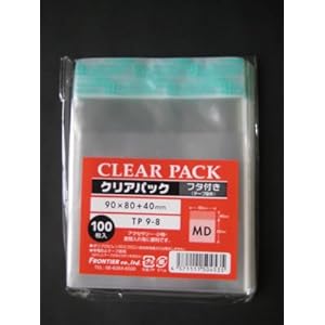 【クリックで詳細表示】透明OPP袋 フタ付(テープ付き) 30ミクロン MD用(90×80＋フタ40mm) 【100枚】 クリアパック