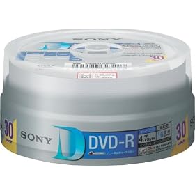Sony DVD-R 4.7GB �f�[�^�p 16�{���Ή� �X�s���h���P�[�X �z���C�g�v�����^�u�� 30���p�b�N 30DMR47HPPH