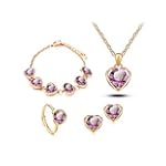 Red Austrian Crystals Infused Fashion Jewellery Set for Women and Girls