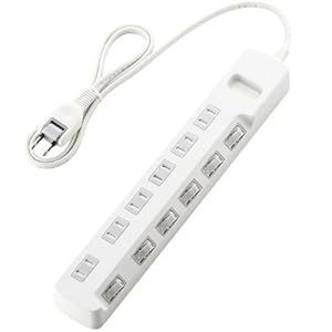 【クリックで詳細表示】ELECOM 省エネタップ 個別スイッチ ホコリシャッター付 6個口 1m WH T-E04-2610WH