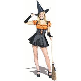 �A�_���g �I�����W�Z�N�V�[�E�B�b�` �R�X�`���[�� Adult Orange Sexy Witch Costume 802106