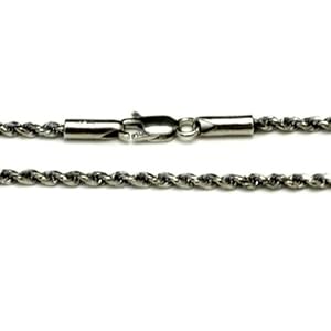 【クリックで詳細表示】925Lounge シルバー925・燻し加工 カットフレンチロープチェーンネックレス 太さ2.0mm40cm 【ox1025-4040】