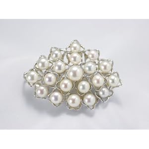 【クリックでお店のこの商品のページへ】淡水真珠 パール ブローチ 約5.0-6.5mm×19 約38.0mm×約55.0mm