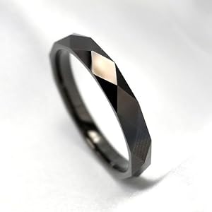 【クリックで詳細表示】タングステンリング/カットリング/ダイヤカット/タングステン/リング/3mm/ブラック 7号