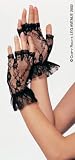  Wrist Length Fingerless Lace Gloves With Ruffle