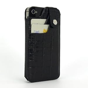 SP320:iPhone4S用カードホルダー付き本革ケース「WALLET SLIM for iPhone4S (クロコブラック)」