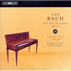C.P.E.�o�b�n:���ՓƑt�ȑS�W Vol.20 (1760-66�N�̃\�i�^) (C.P.E. Bach : Solo Keyboard Music Vol.20 / Miklos Spanyi)