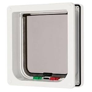 【クリックで詳細表示】キャットフラップ E-4Way (ホワイト) お部屋のドア等3cm厚前後の板に最適