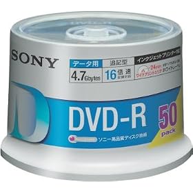 Sony DVD-R 4.7GB �f�[�^�p 16�{���Ή� �X�s���h���P�[�X �z���C�g�v�����^�u�� 50���p�b�N 50DMR47HPPH