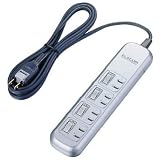 ELECOM �Ɨ��X�C�b�`�t�h�΃^�b�v 2P4�� 2.5m �V���o�[ T-F5425SV�G���R���ɂ��