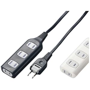 【クリックでお店のこの商品のページへ】ヤザワ 耐トラ付タップ4個口1m黒 SH1514BK