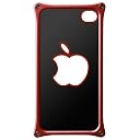 ABEE iPhone4/4S対応 アルミジャケット かわいい裏面りんご形状モデル レッド MA-4J05-RE