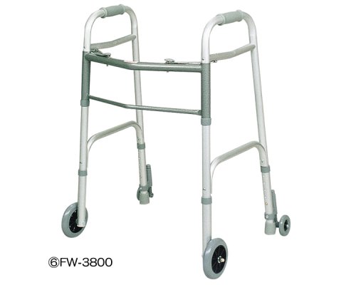  アルミ製歩行器　FW-3800　固定式前輪大型キャスタータイプ/