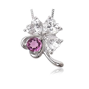 【クリックで詳細表示】[ピアーチェ バイ エルアンドコウ] Piace by L＆Co K10WG クローバー1月誕生石ガーネットネックレス 60-0021