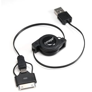 【クリックで詳細表示】synaps ツイン巻取式多機能USBケーブル ブラック JC-5679B