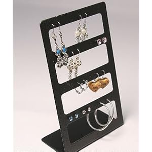 【クリックで詳細表示】L字型ピアススタンド(32ホール＝16ペア対応)ブラック