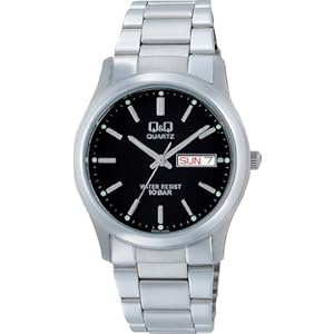 【クリックで詳細表示】[シチズン キューアンドキュー]CITIZEN Q＆Q 腕時計 Day＆Date(デイ＆デイト) スタンダード アナログ表示 10気圧防水 ブラック W470-202 メンズ