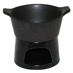 【クリックでお店のこの商品のページへ】エムズスタイル チーズフォンデュセット ソースポット17cm ブラック MS-30020： ホーム＆キッチン