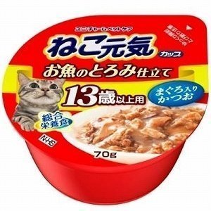 【クリックでお店のこの商品のページへ】ねこ元気カップ13歳以上まぐろかつお(70g)×48【ケース販売】