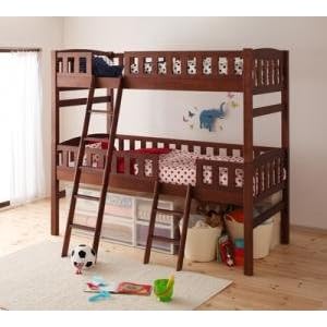 【クリックで詳細表示】収納ができる天然木分割式2段ベッド【Pacio】パシオ 【ブラウン】