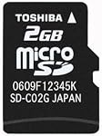 TOSHIBA microSD 2GB 海外パッケージ SDアダプタ付き
