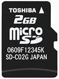  TOSHIBA microSD 2GB 海外パッケージ SDアダプタ付き