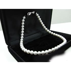 (�I�[���W���G���[) AllJewelry �Ԏ�^�� ������{�^��E�Ԏ�p�[���l�b�N���X 8.0~8.5mm �z���C�g hanadama80W