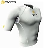  SKINS スキンズ SPORTショートスリーブトップ ホワイト・グレー L